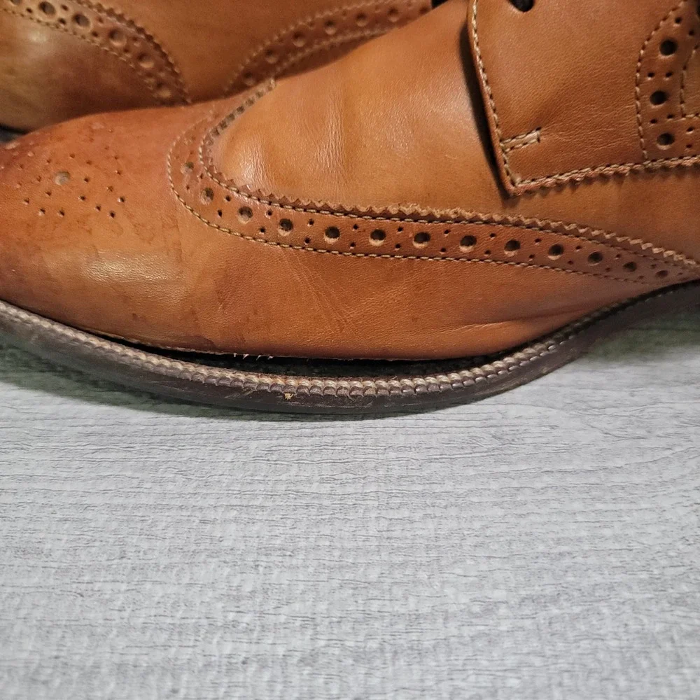 Cole Haan C24116 Wingtip Oxford Mens 11 M British Tan Leather Brogue Dress Shoes